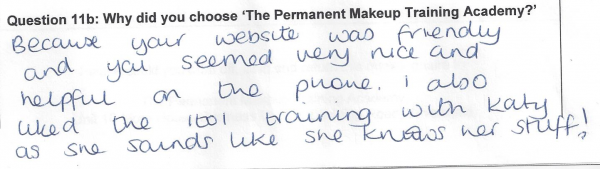 why did you choose to train with the Permanent Makeup Training Academy student review 19 why did you choose to train with the Permanent Makeup Training Academy student review 19